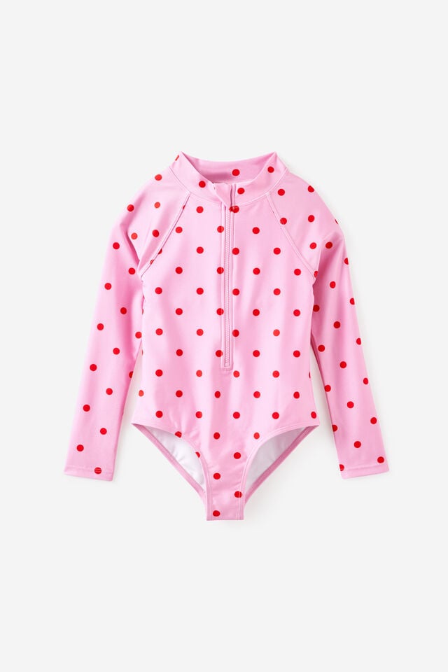 Girls Long Sleeve One Piece & Zip Thru Hooded Towel Set, 